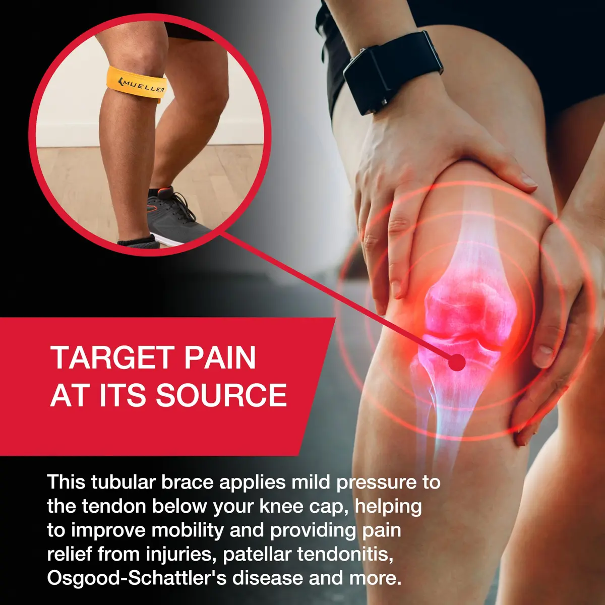 MUELLER Jumper's Knee Support Strap Gold | Targeted Compression for Pain Relief (70-120 chars) - view 5