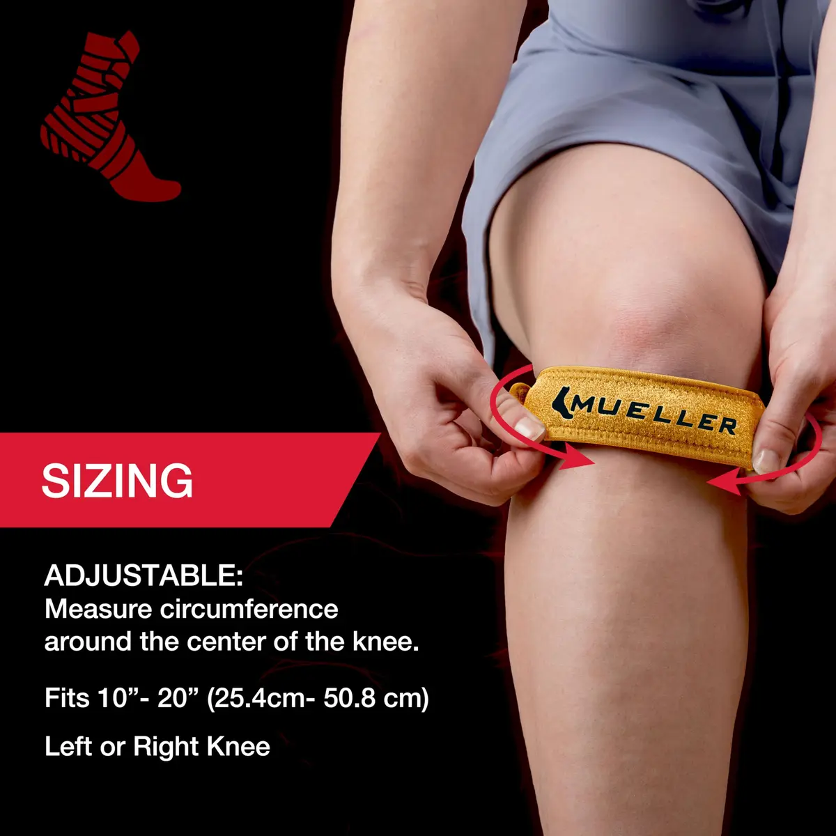 MUELLER Jumper's Knee Support Strap Gold | Targeted Compression for Pain Relief (70-120 chars) - view 6