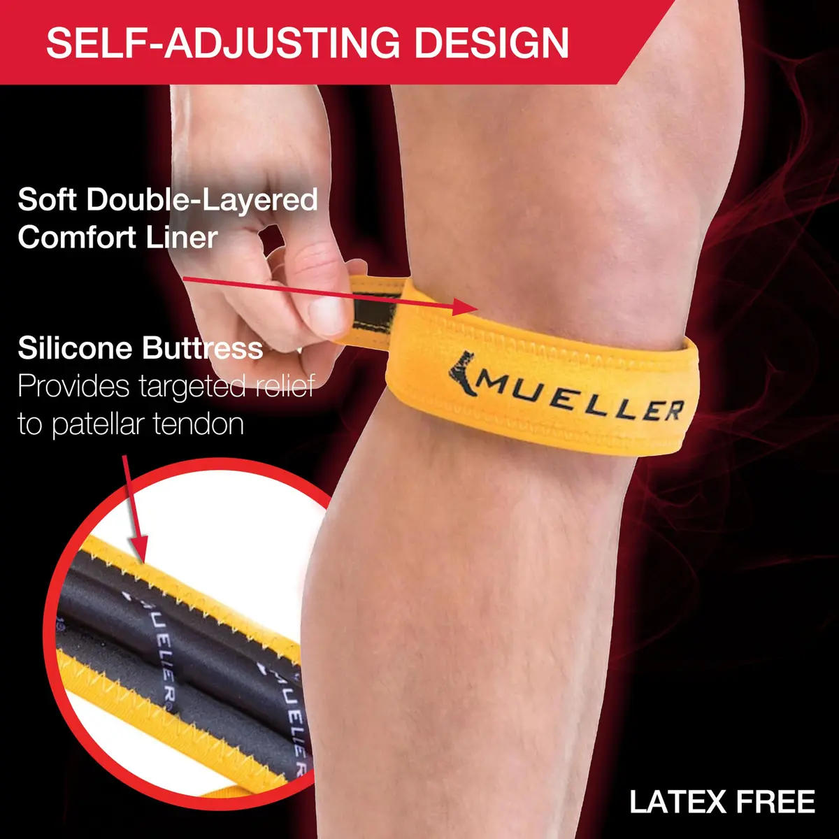 MUELLER Jumper's Knee Support Strap Gold | Targeted Compression for Pain Relief (70-120 chars) - view 4