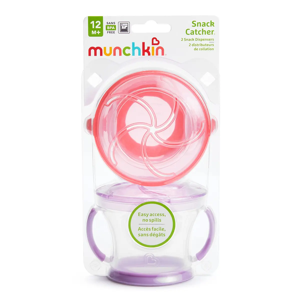 Munchkin Snack Catcher Toddler Snack Cups No Spill 2 Pack Pink/Purple | Mess-Free, BPA-Free, Travel-Friendly - view 5