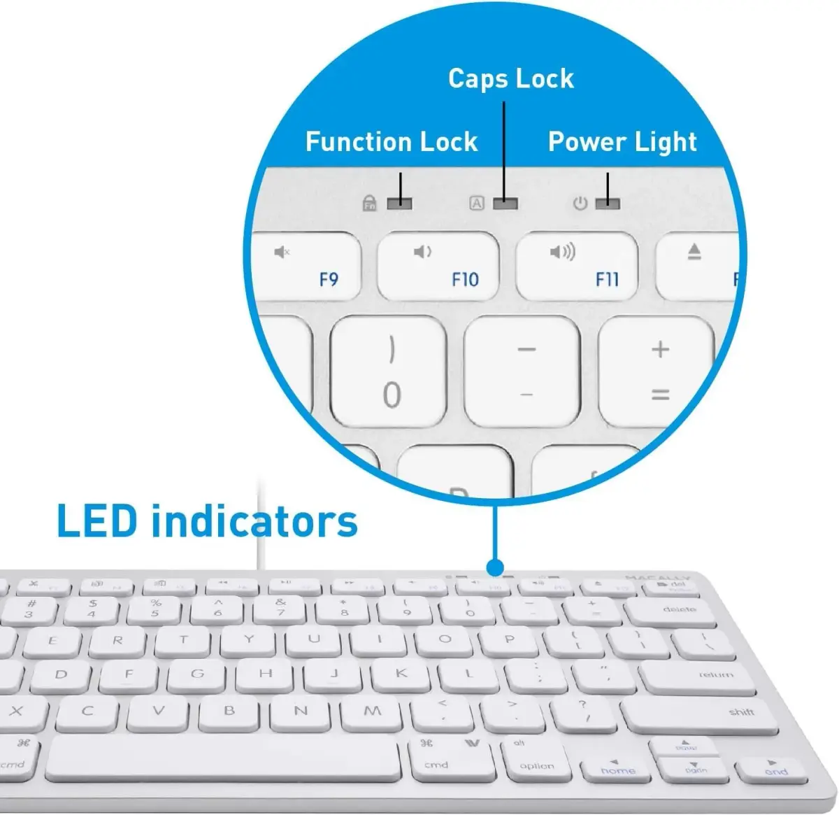Macally SLIMKEYCA Wired Compact Keyboard - 78 Scissor Switch Keys - USB Mini Keyboard - Silver Aluminum - view 7