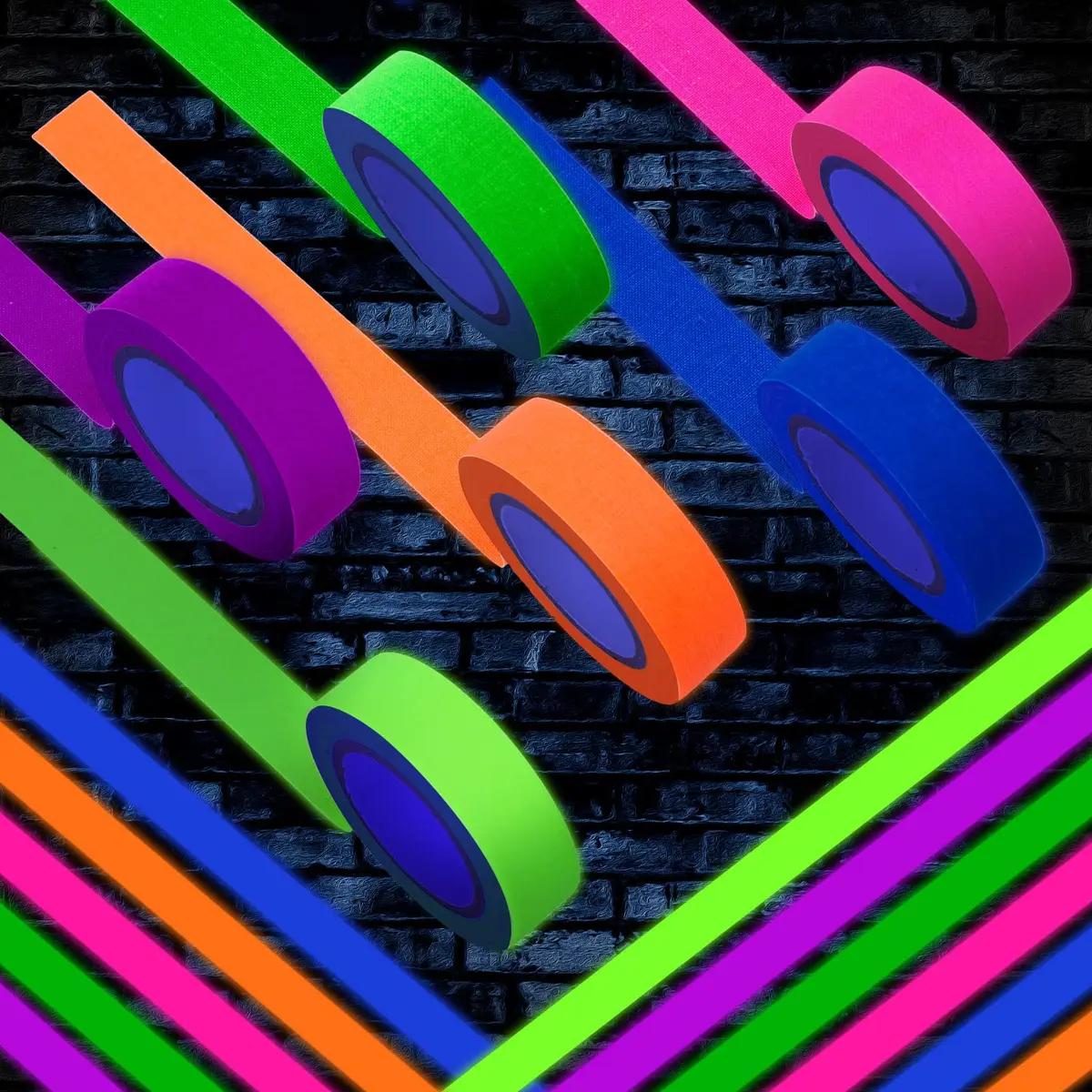 Whaline Neon Gaffer Cloth Tape 0.6 inch | UV Fluorescent UV Blacklight Tape for UV Party - view 4