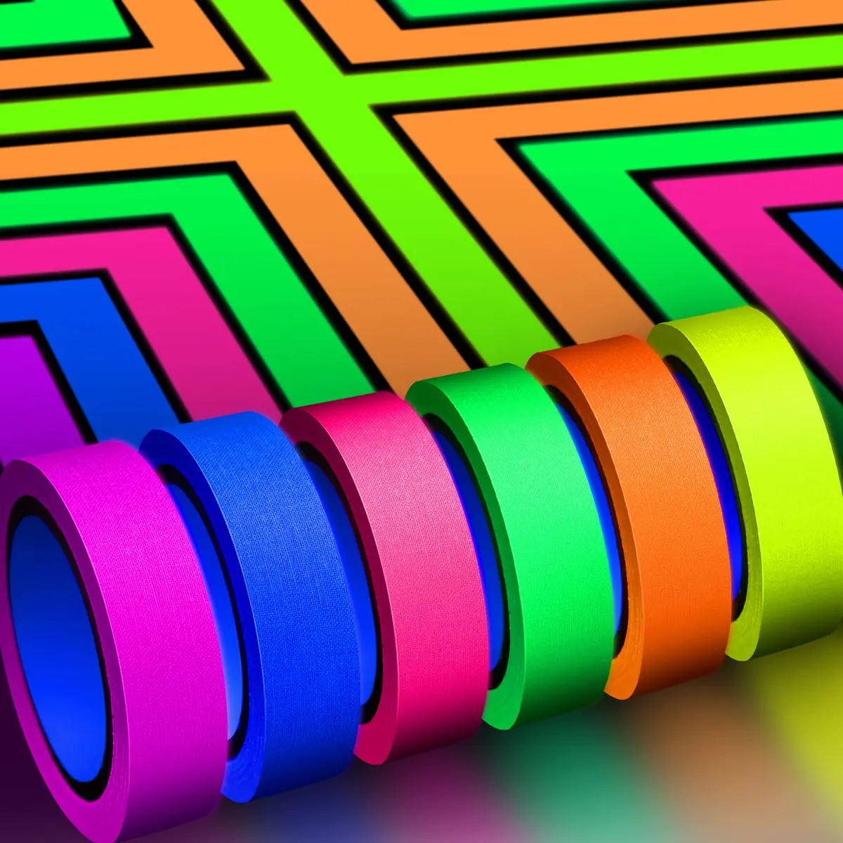 Whaline Neon Gaffer Cloth Tape 0.6 inch | UV Fluorescent UV Blacklight Tape for UV Party - main product image