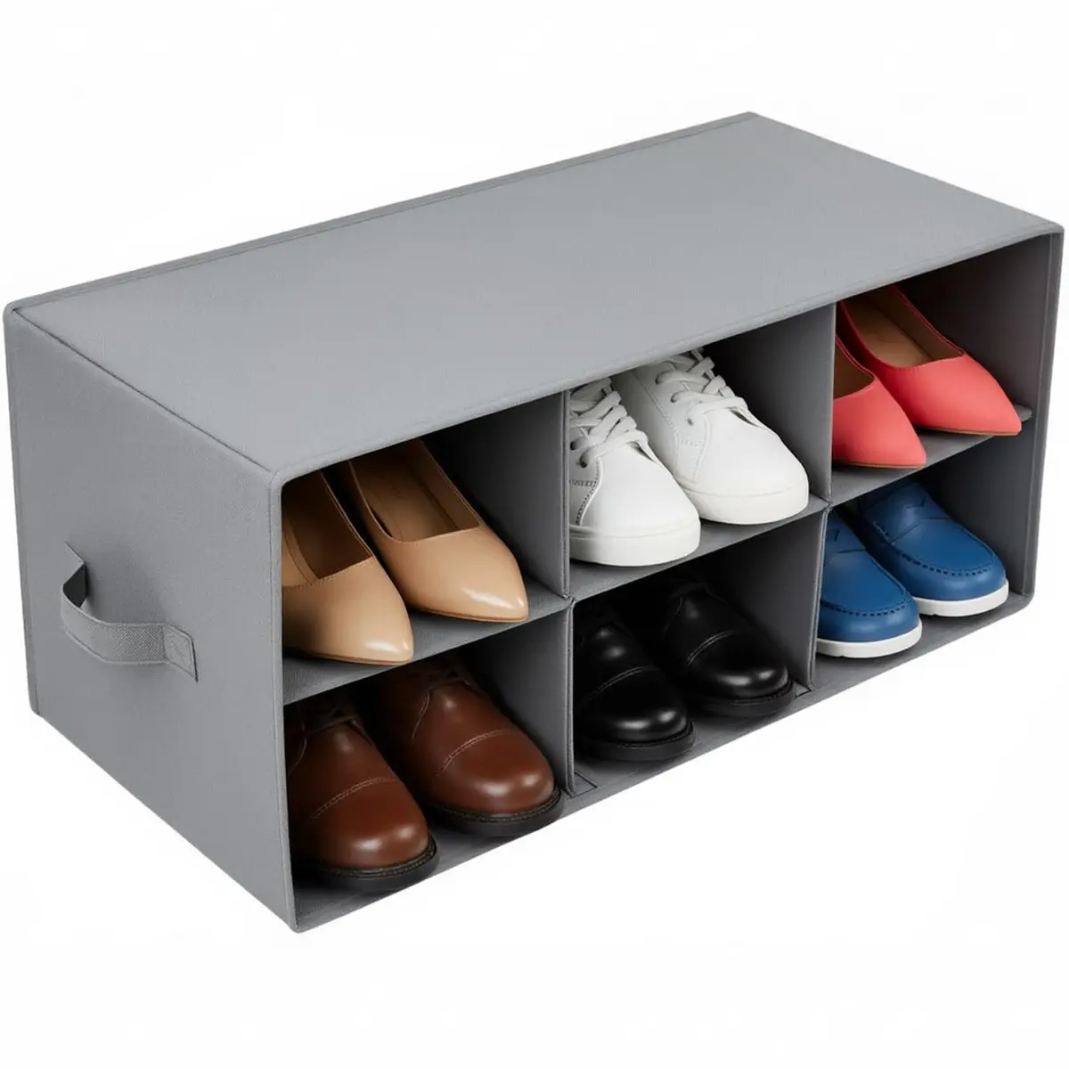 Sorbus Foldable 6-Section Shoe Cubby Organizer 63.5cm L x 25.4cm W x 26.7cm H | Holds 6 Pairs of Shoes for Closets & Entryways - main product image