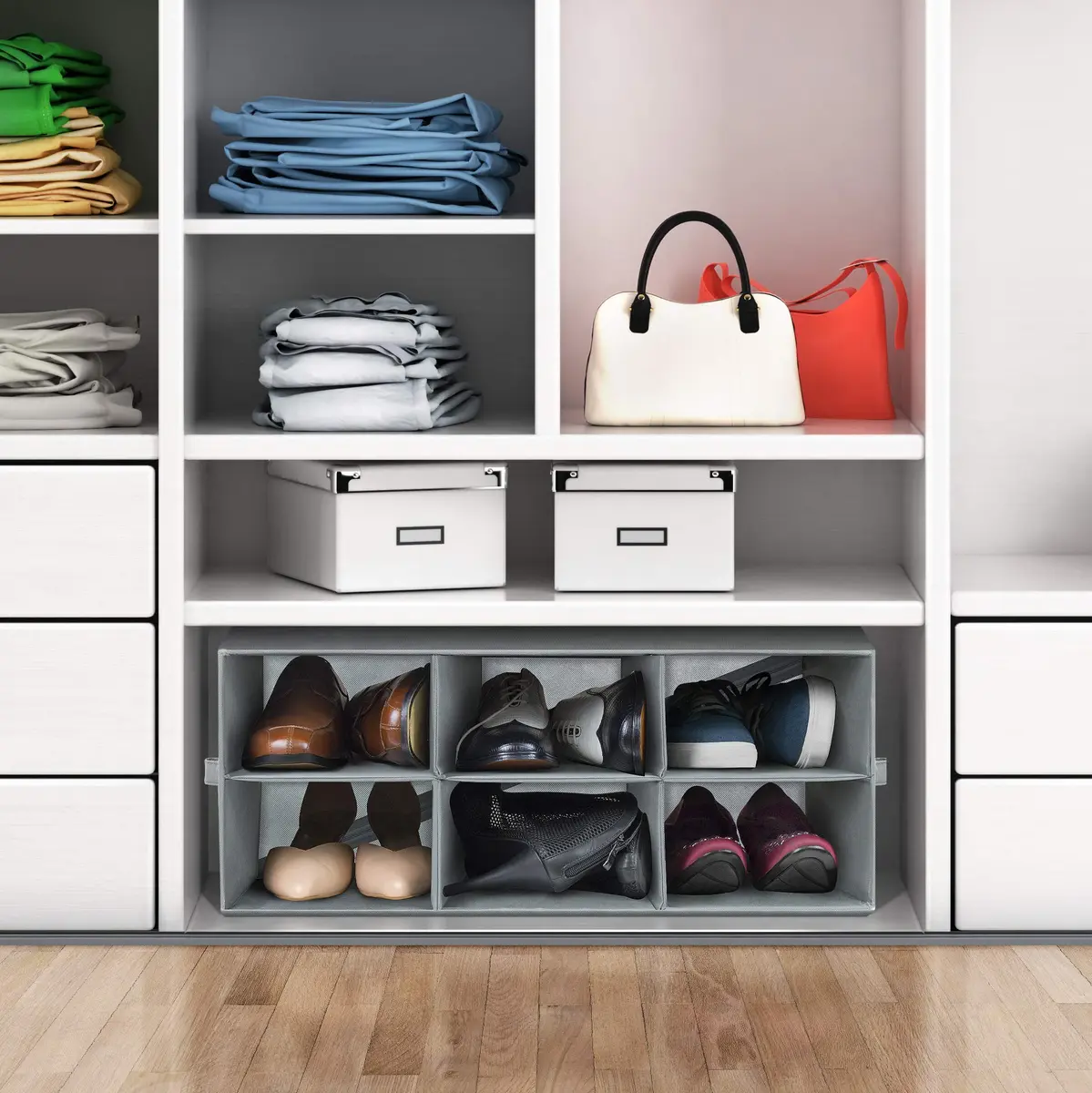Sorbus Foldable 6-Section Shoe Cubby Organizer 63.5cm L x 25.4cm W x 26.7cm H | Holds 6 Pairs of Shoes for Closets & Entryways - view 9