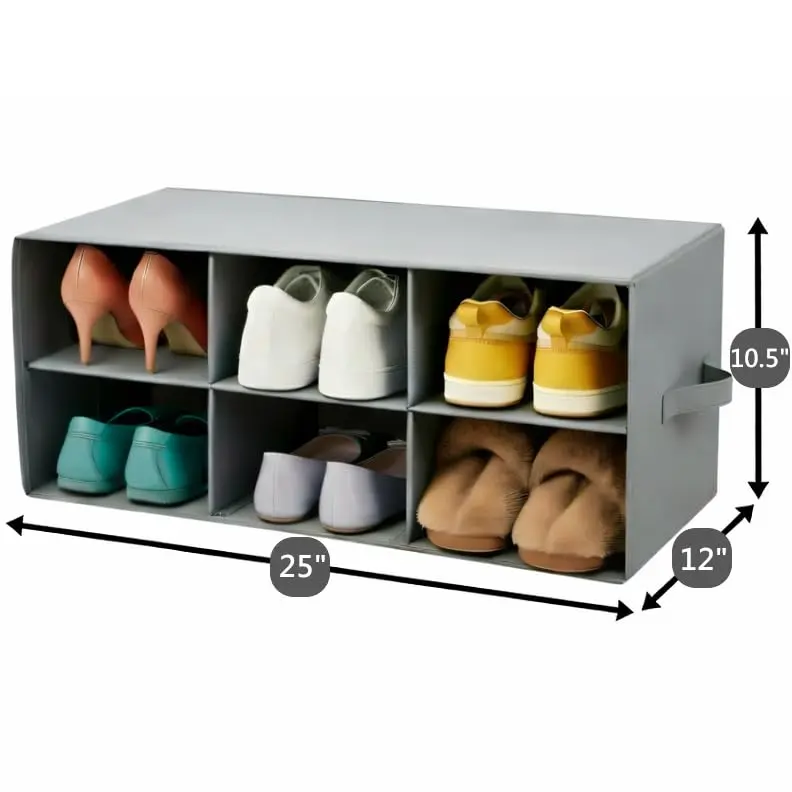Sorbus Foldable 6-Section Shoe Cubby Organizer 63.5cm L x 25.4cm W x 26.7cm H | Holds 6 Pairs of Shoes for Closets & Entryways - view 4