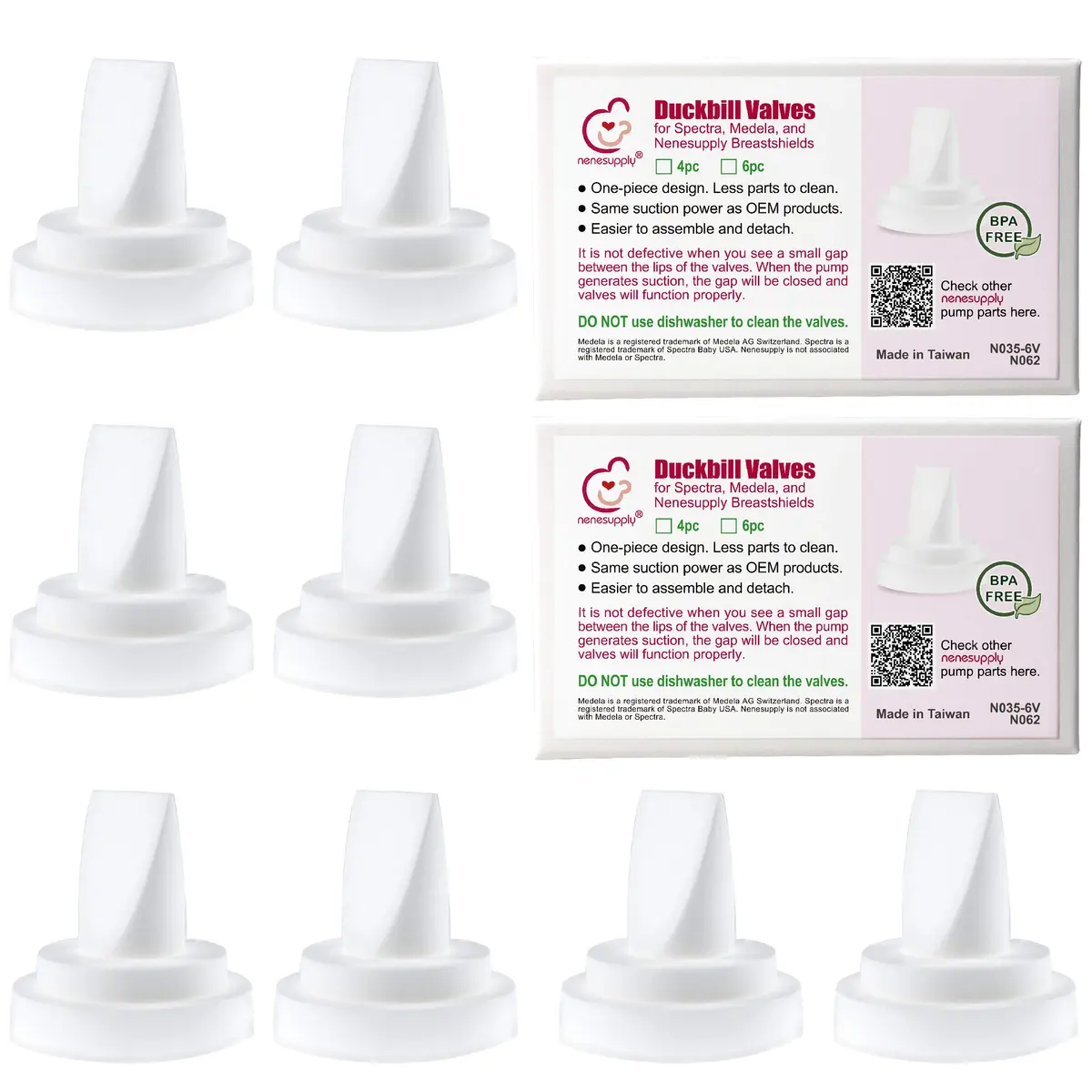 Nenesupply 8 pc Duckbill Valves for Medela & Spectra Breast Pumps | BPA-Free, EU Compliant - main product image