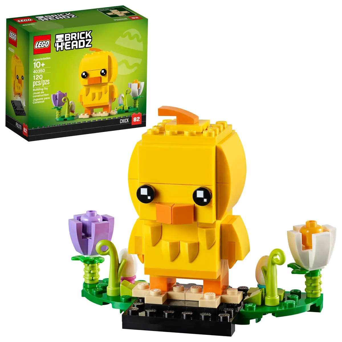 LEGO BrickHeadz 40350 Easter Chick Building Kit (120 Pieces) | Easter Scene with Colorful Flowers & Eggs - main product image