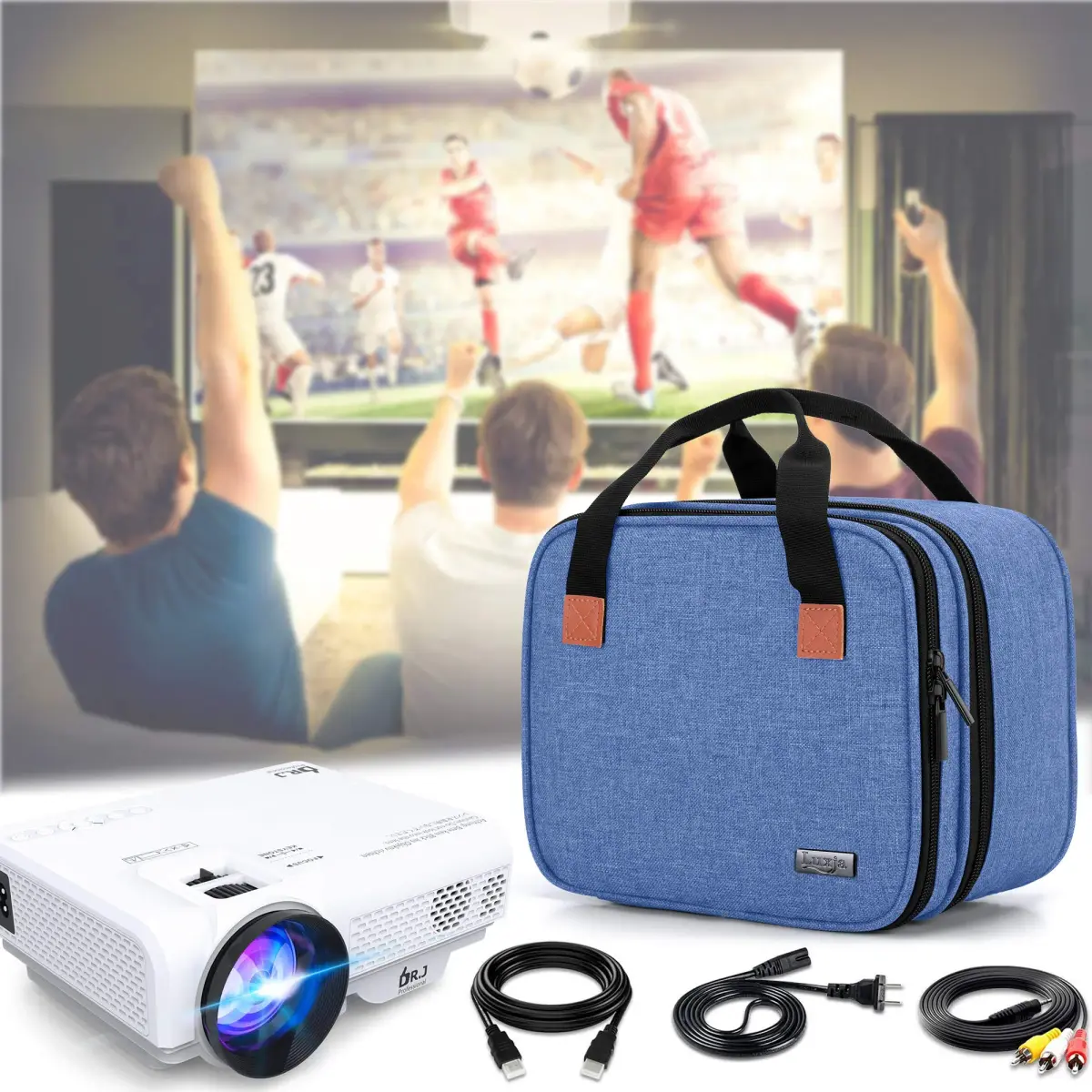 LUXJA Blue Carrying Bag Compatible with DR.J Mini Projector & Accessories | Portable Travel Case (20.3cm x 21cm x 16.5cm) - view 7