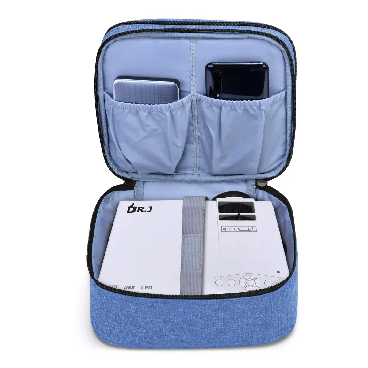 LUXJA Blue Carrying Bag Compatible with DR.J Mini Projector & Accessories | Portable Travel Case (20.3cm x 21cm x 16.5cm) - view 3