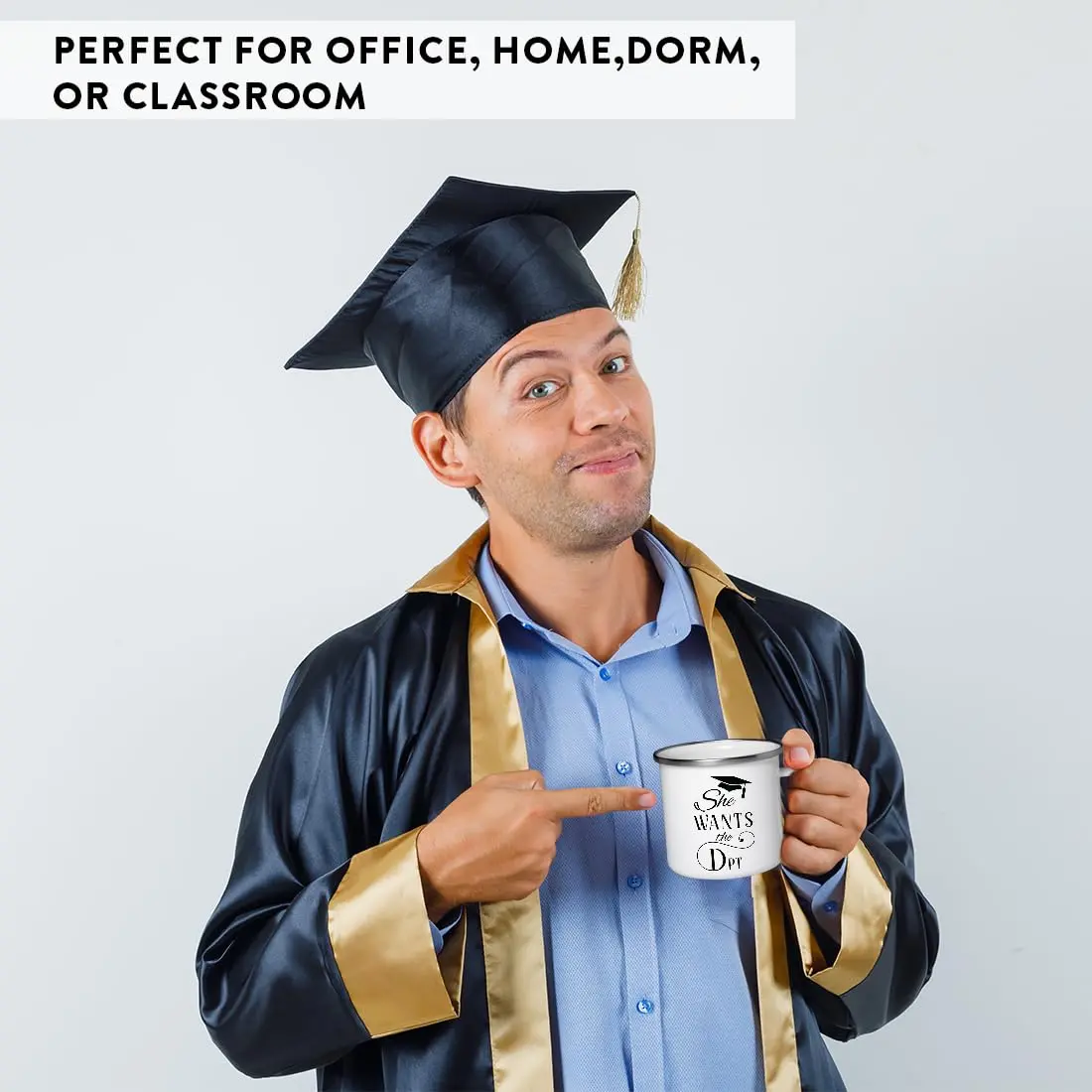 Andaz Press 11oz. Doctor of Physical Therapy Graduation Stainless Steel Campfire Coffee Mug Gift, She Wants The DPT, 1-Pack, Enamel Camping Cups for Graduates Students Class of 2025 - view 4