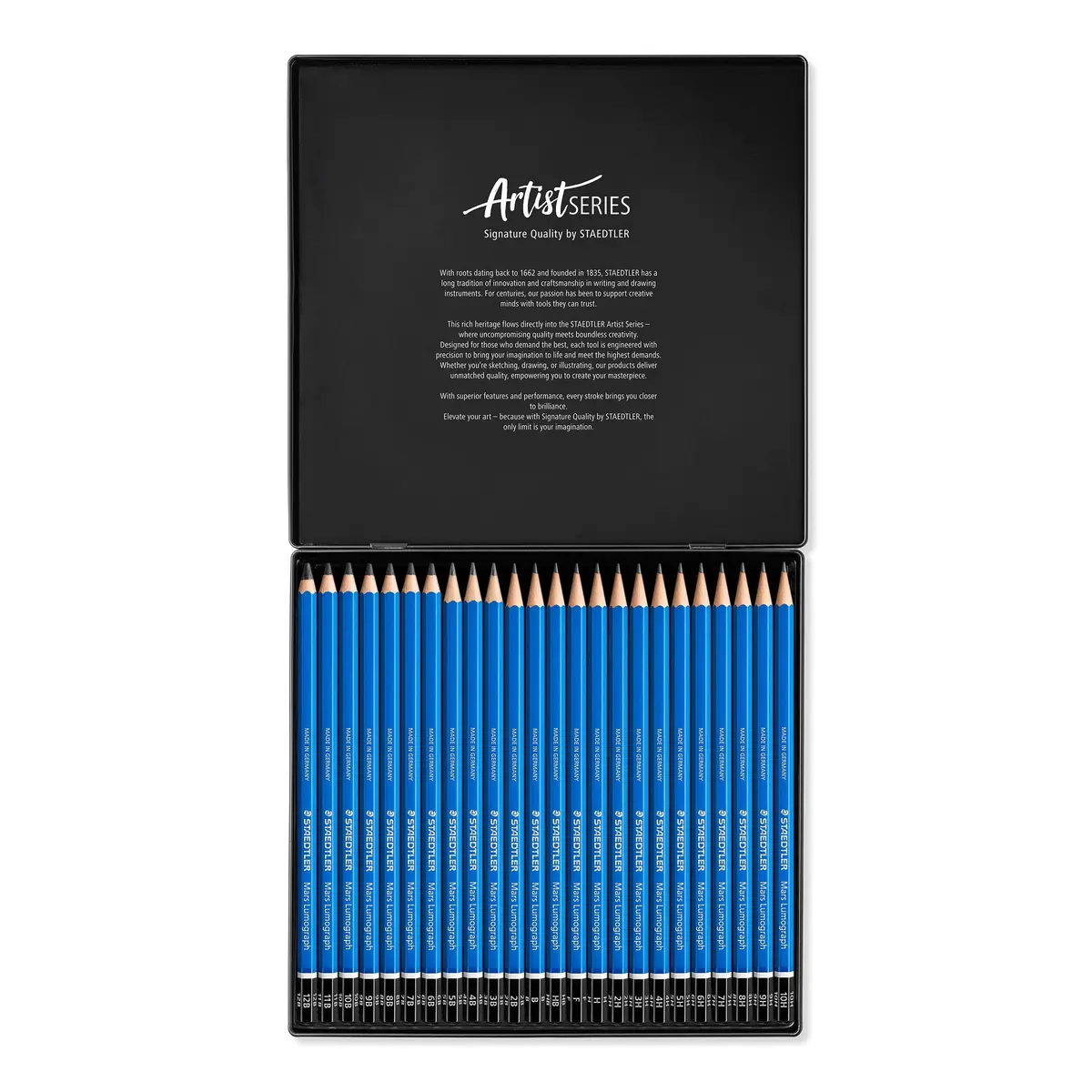STAEDTLER Mars Lumograph Artist Pencil Set - Pack Of 24, Black | Premium German Drawing Pencils - view 3