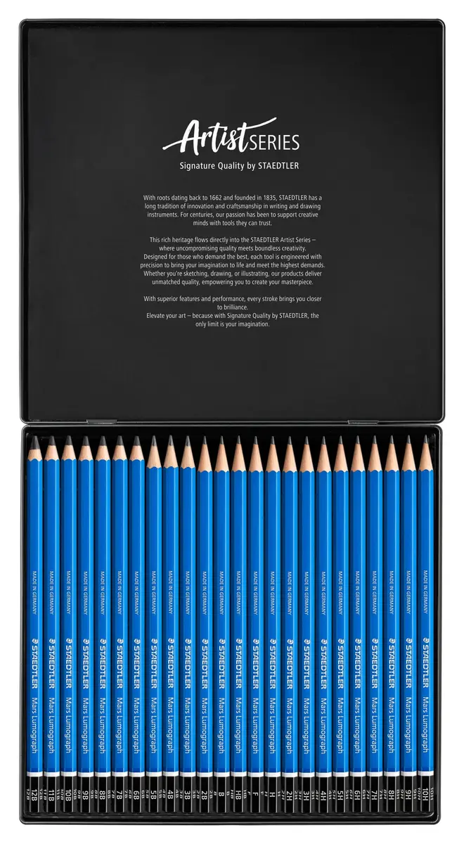 STAEDTLER Mars Lumograph Artist Pencil Set - Pack Of 24, Black | Premium German Drawing Pencils - view 4