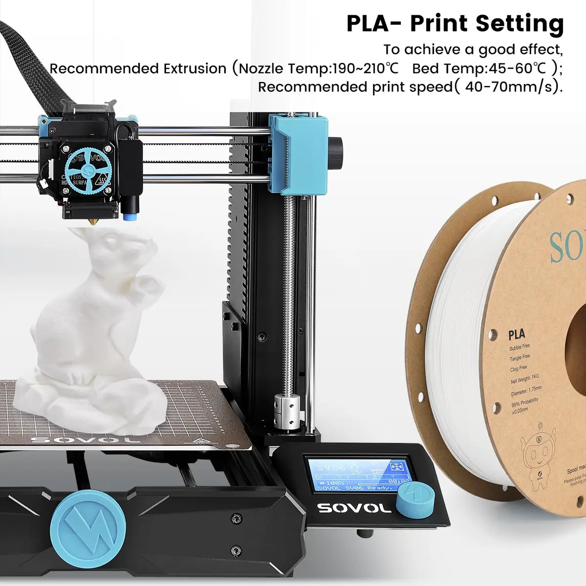 Sovol 3D Printer PLA Filament 2kg Spool Printing Materials, Black & White | 1.75mm, Vacuum Sealed, Environment Friendly - view 7