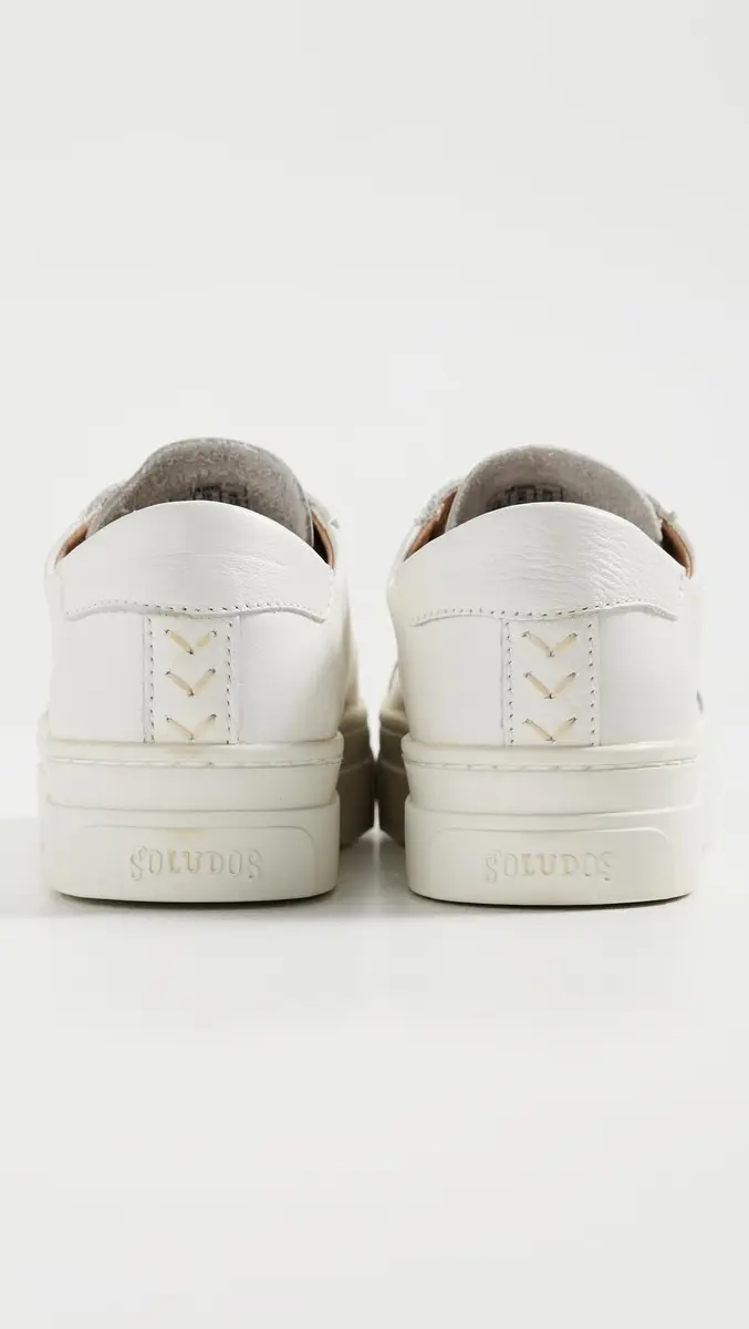 Soludos Ibiza Platform Leather Sneakers, Oasis White | All-Day Comfort & Height Boost - view 3