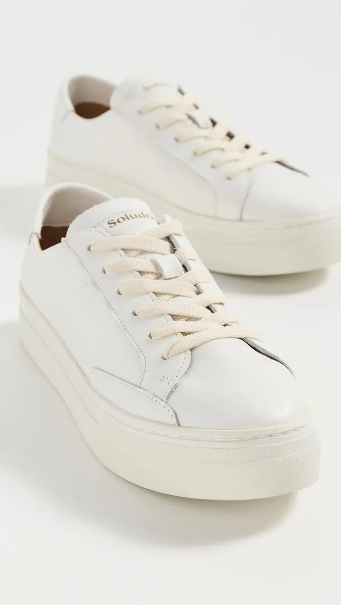 Soludos Ibiza Platform Leather Sneakers, Oasis White | All-Day Comfort & Height Boost - view 4