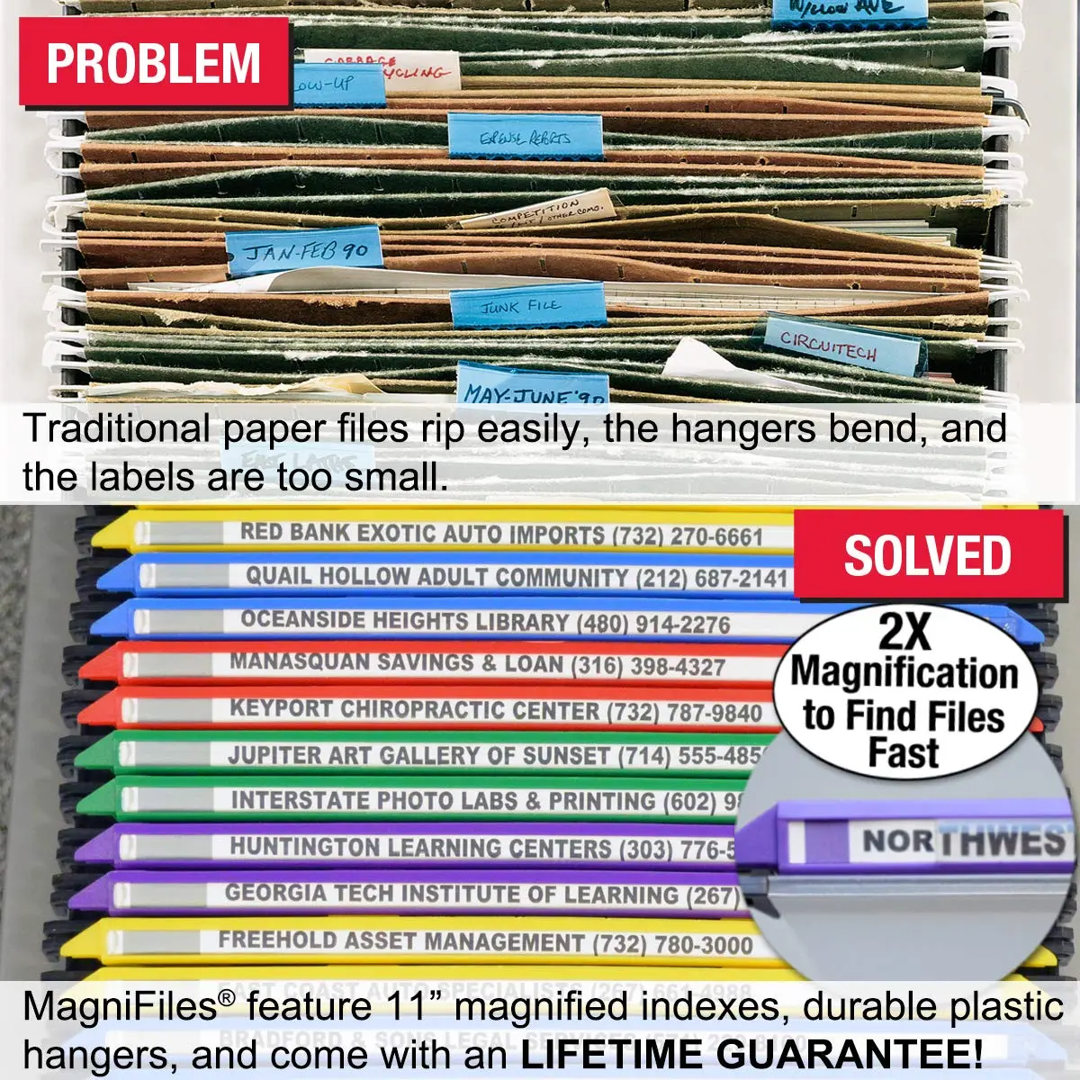 Ultimate Office MagniFile V-Bottom Hanging File Folders, Set of 5 Frost | Polypropylene, Letter Size - view 2
