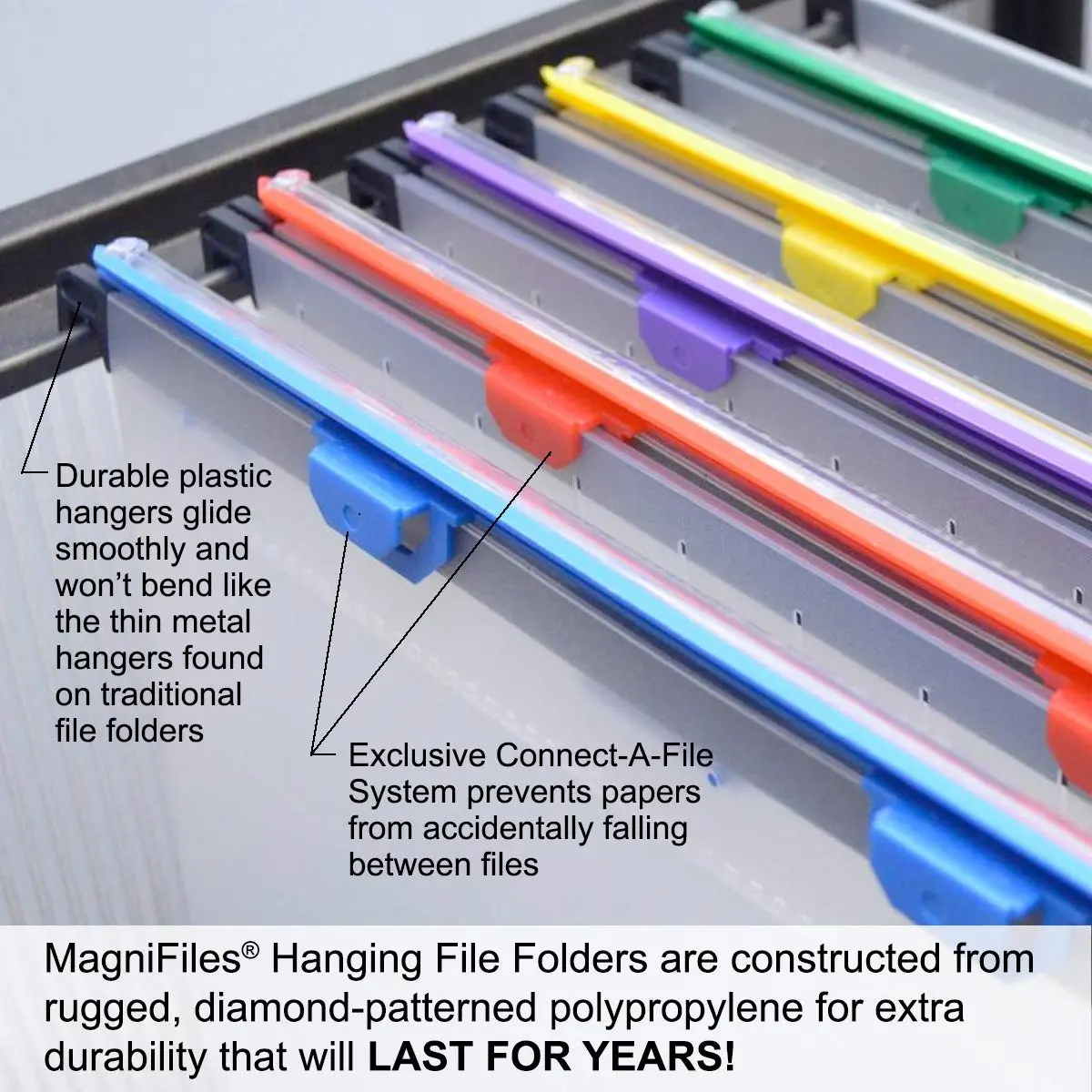 Ultimate Office MagniFile V-Bottom Hanging File Folders, Set of 5 Frost | Polypropylene, Letter Size - view 4