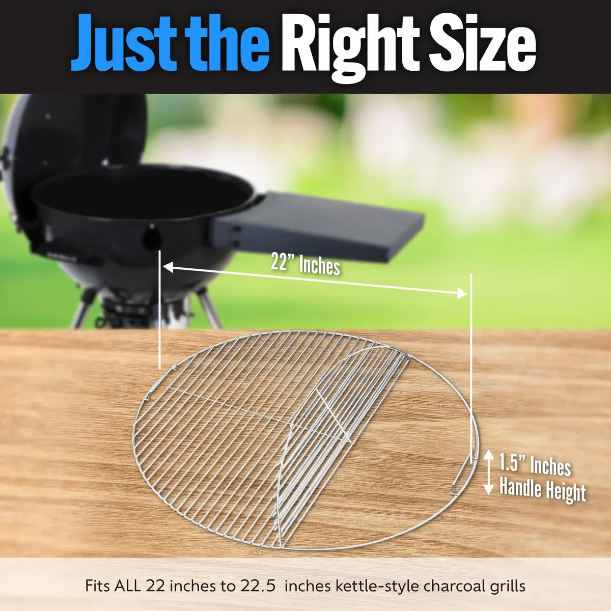 Slow 'N Sear EasySpin Charcoal Grill Cooking Grate 22" | Rust-Resistant Stainless Steel - view 6