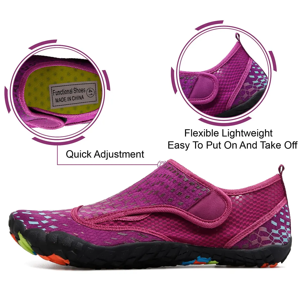 L-RUN Womens Water Sports Shoes for Surfing Walking Yoga Purple 8.5 US | Breathable, Anti-Slip & Quick-Dry - view 5