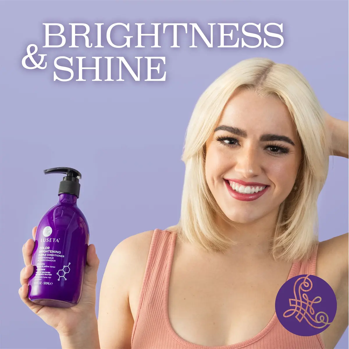 L LUSETA Purple Conditioner for Colored, Grey, Blonde & Dry/Damaged Hair | Sulfate & Paraben Free, 16.9oz - view 4