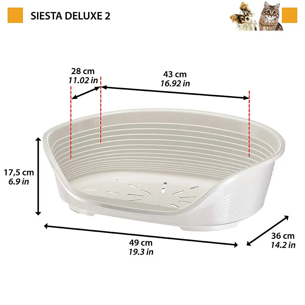 Ferplast Pet Bed Mat Small | Ventilated Plastic Dog & Cat Bed 49x36x17.5cm White - view 2