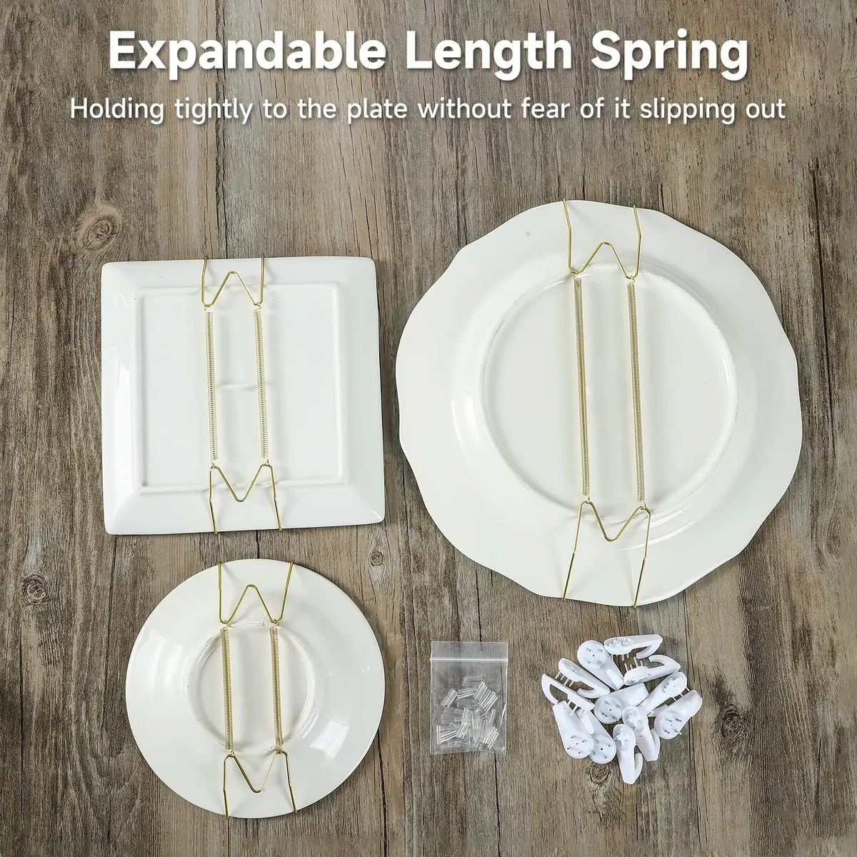 Fasunry 10 Piece Plate Hangers, 10 Inch Brass Wall Plate Hangers, Golden, for 8.5-10.5 Inch Plates - view 5