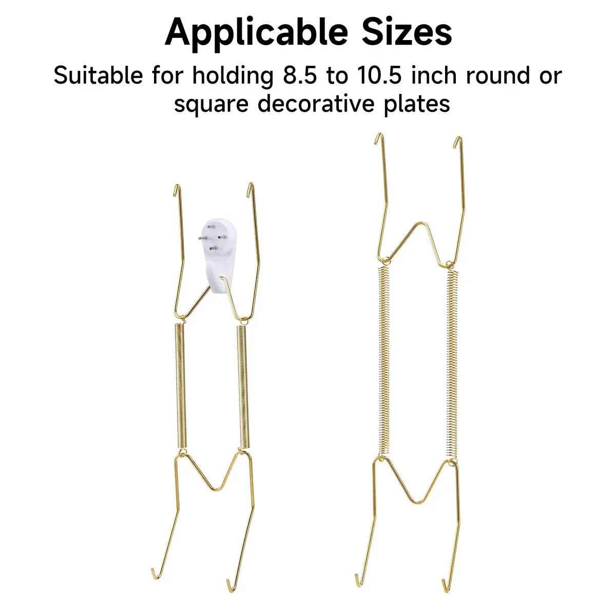 Fasunry 10 Piece Plate Hangers, 10 Inch Brass Wall Plate Hangers, Golden, for 8.5-10.5 Inch Plates - view 3