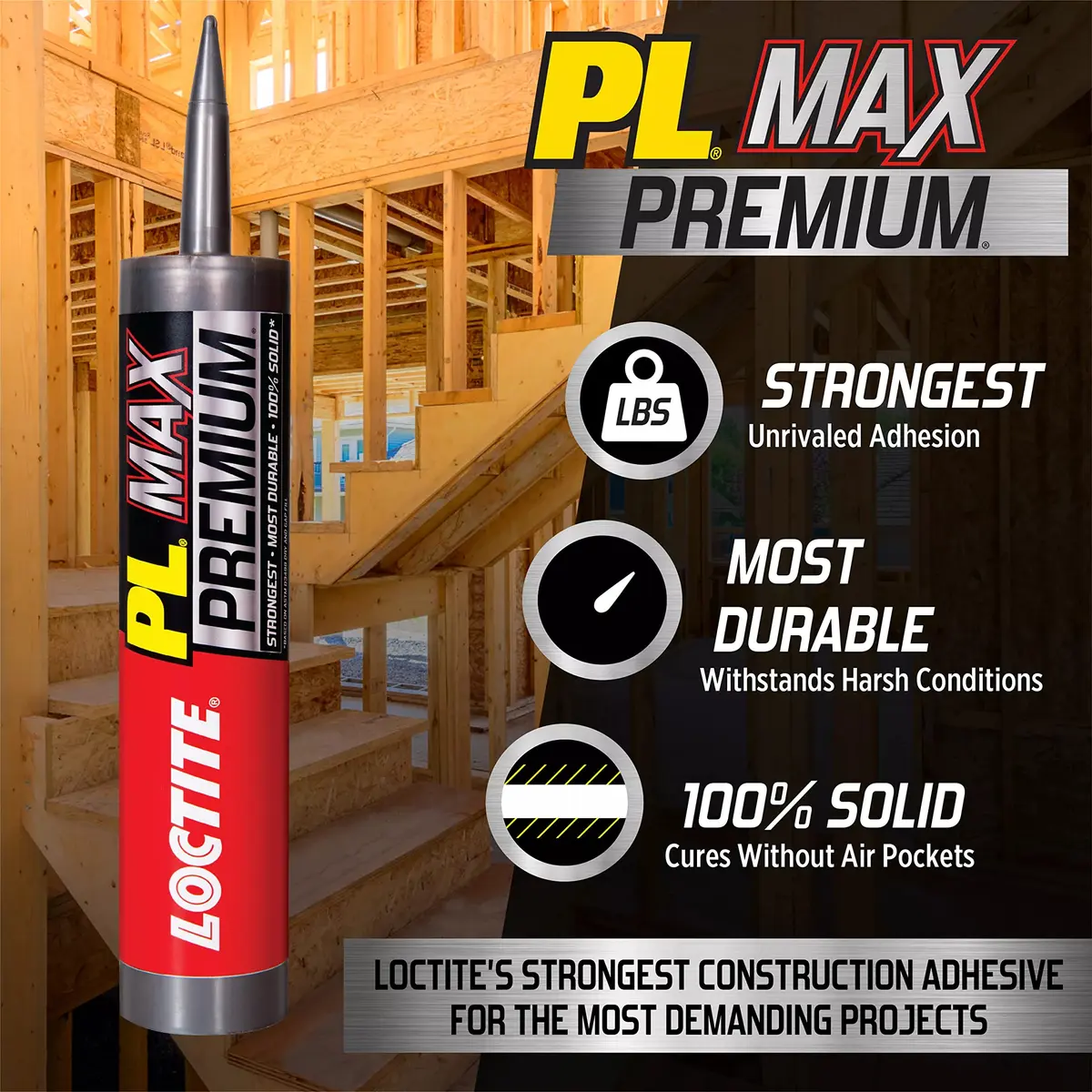Loctite PL Premium Max Construction Adhesive 9 fl oz | Heavy-Duty Waterproof Bond for Wood, Concrete & More - view 4