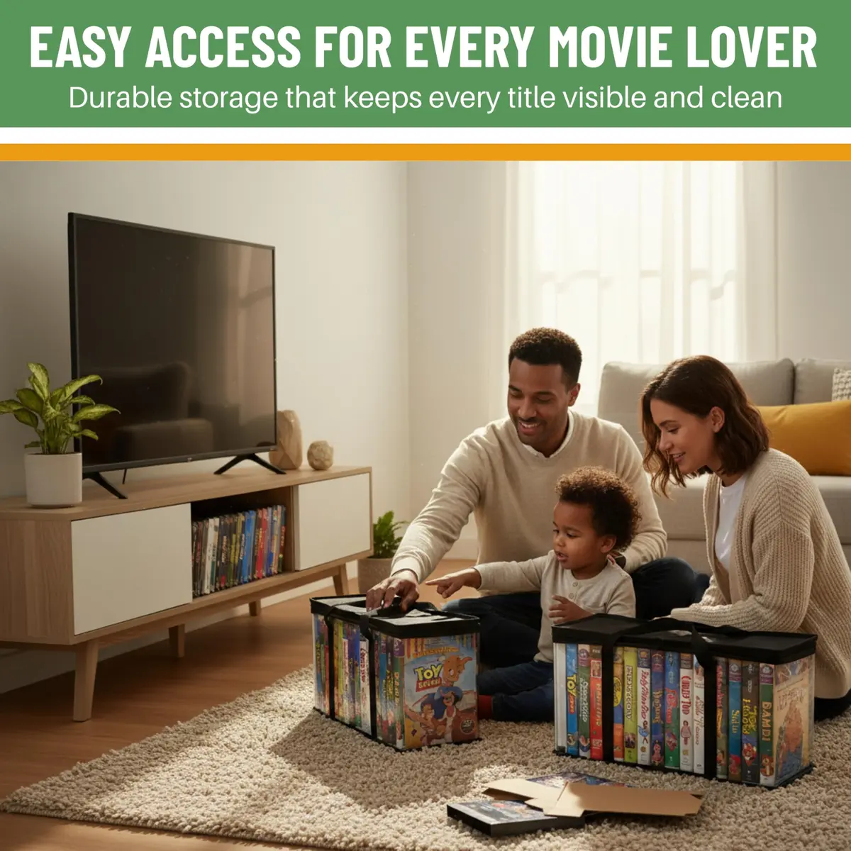 Evelots VHS Storage Bags, 4 Pack, Holds 60 VHS Tapes | Portable Polyester & PVC Movie Organizer - view 7