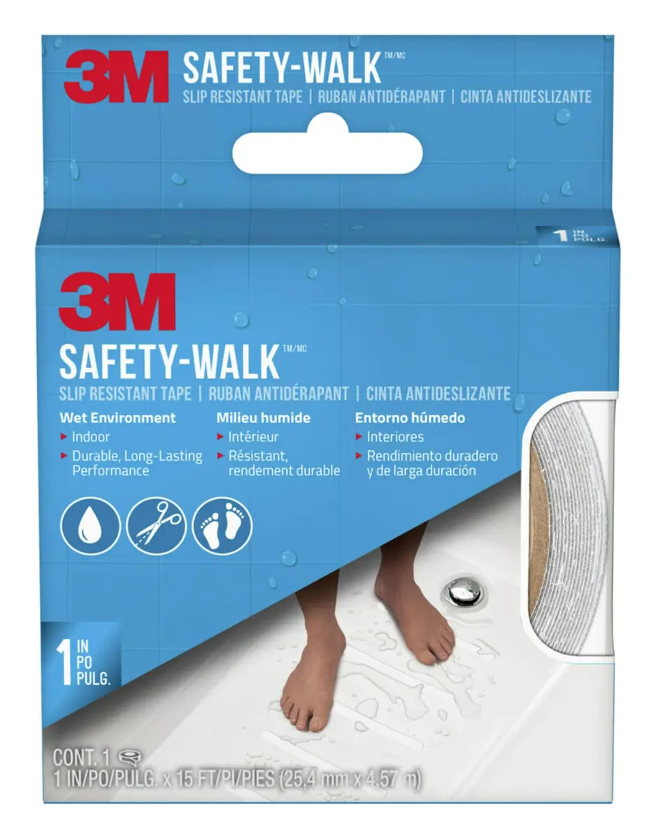 3M Safety-Walk Slip Resistant Tape, White, 1 in x 15 ft | Anti-slip Tape for Wet Surfaces - main product image