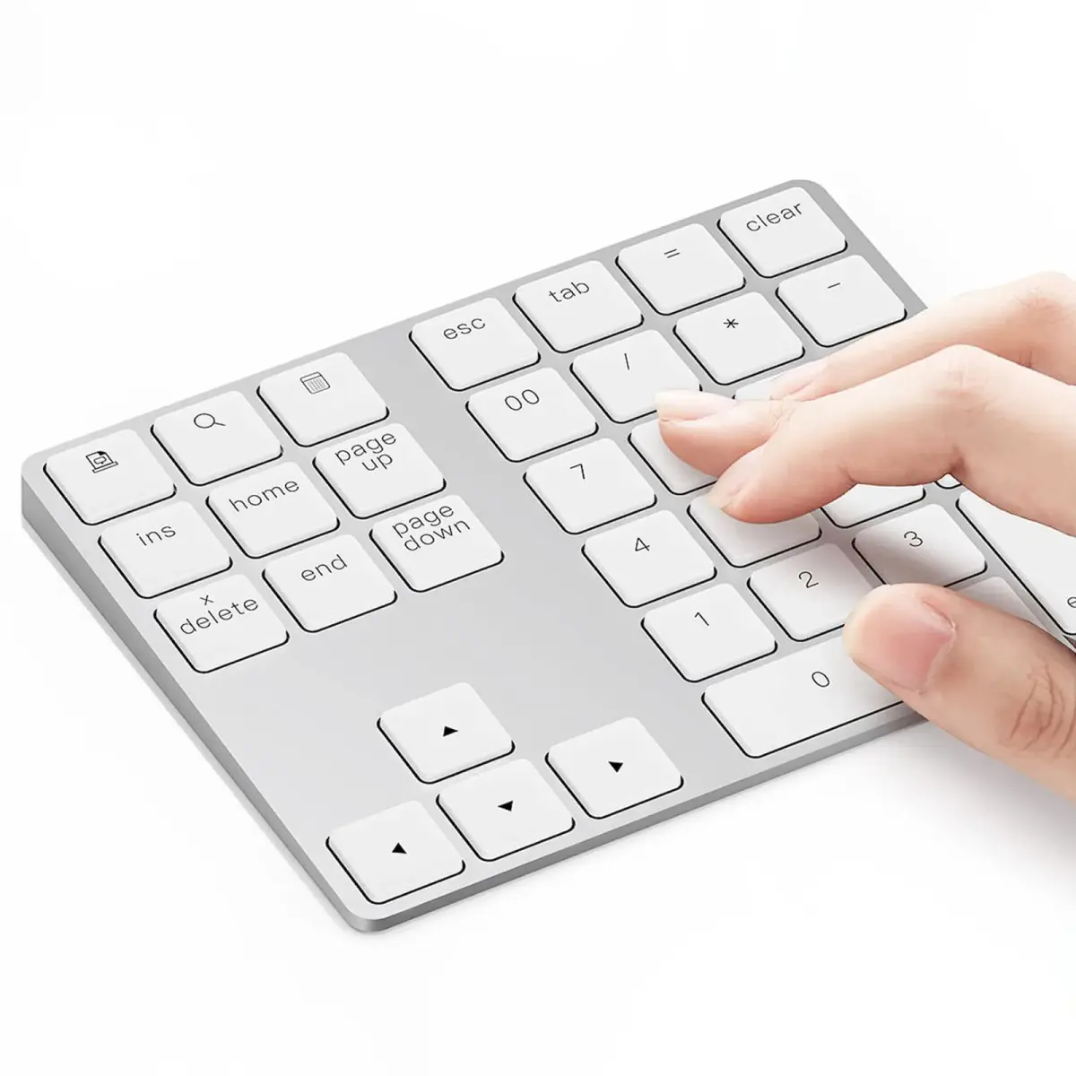 Lekvey Bluetooth Number Pad, Aluminum Rechargeable Wireless Numeric Keypad 34-Keys | Slim External Numpad Keyboard for Laptop, MacBook, iMac, Windows, Surface Pro - main product image