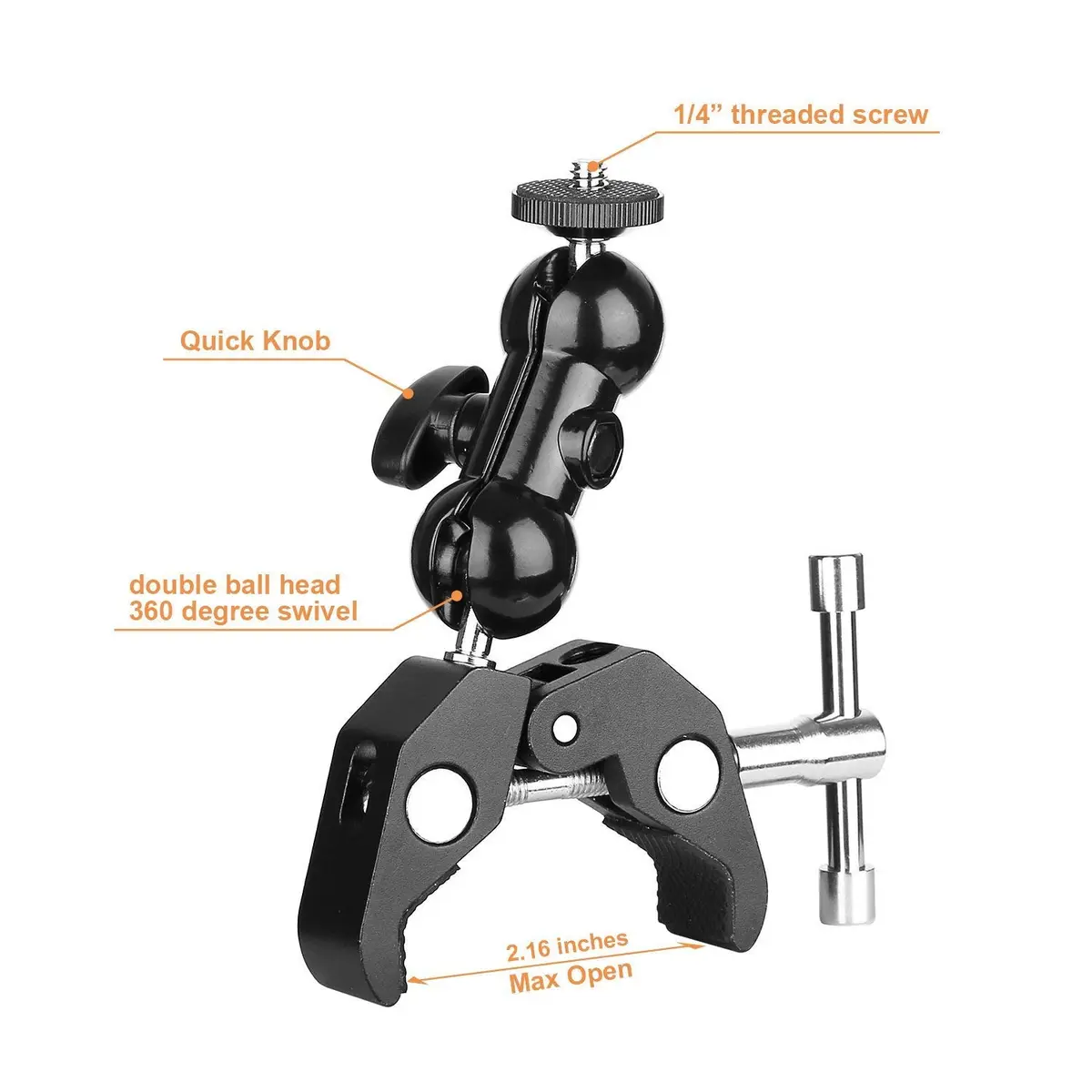 AceTaken 3-in-1 Zoom Recorder Tripod, Clamp Mount & Hot Shoe Kit for Zoom/Tascam Recorders, 14cm Max Height | Aluminum Alloy Construction - view 5