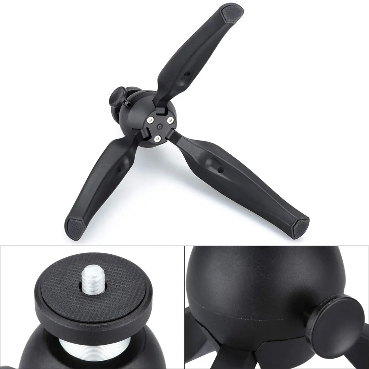 AceTaken 3-in-1 Zoom Recorder Tripod, Clamp Mount & Hot Shoe Kit for Zoom/Tascam Recorders, 14cm Max Height | Aluminum Alloy Construction - view 2