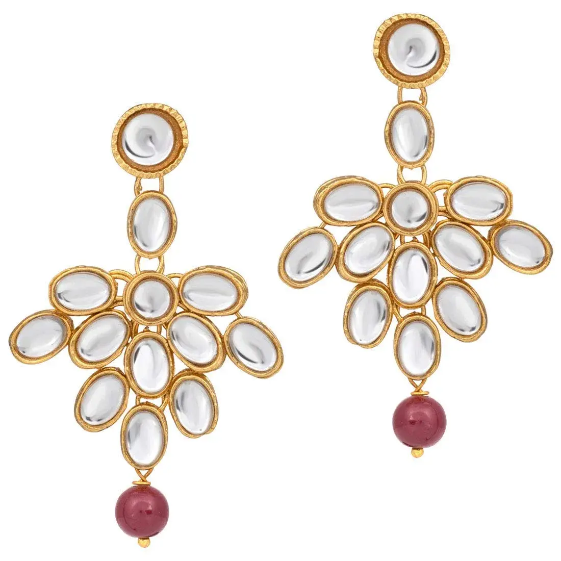 I Jewels White 5 Layer Faux Mother-of-Pearl Rani Jewelry Set with Earrings | Traditional & Festive Wear - view 4
