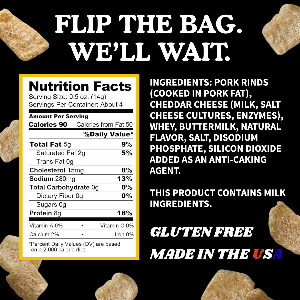 Pork King Good Pork Rinds (Chicharrones), White Cheddar, 4 Pack | Low-Carb, High Protein Snack in India - view 6