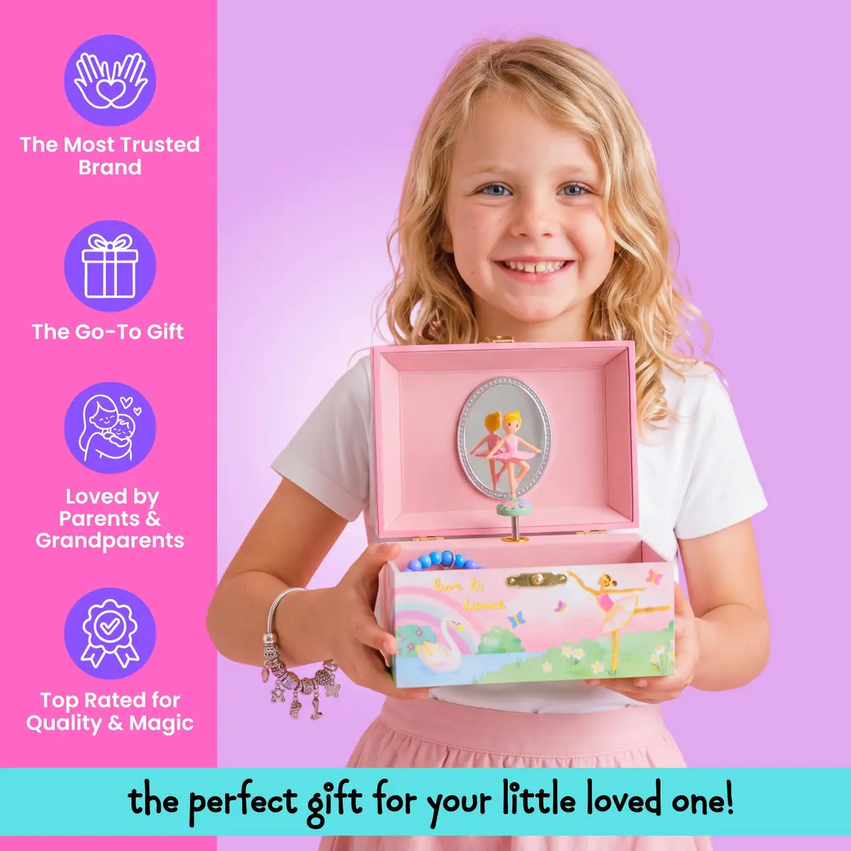Jewelkeeper Musical Ballerina Jewelry Box for Girls | Twirling Ballerina & Soft Compartments (70-120 chars) - view 5
