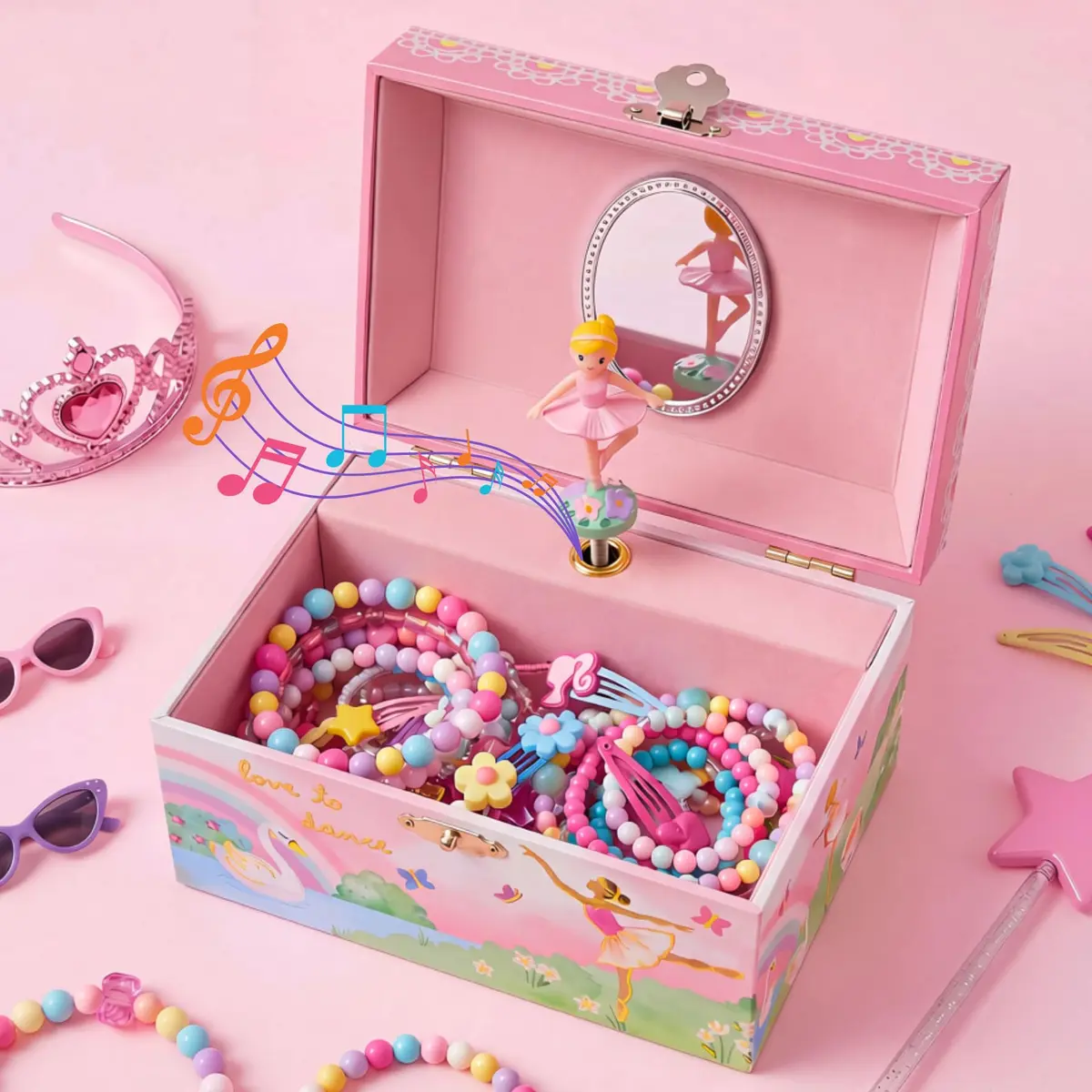 Jewelkeeper Musical Ballerina Jewelry Box for Girls | Twirling Ballerina & Soft Compartments (70-120 chars) - view 7