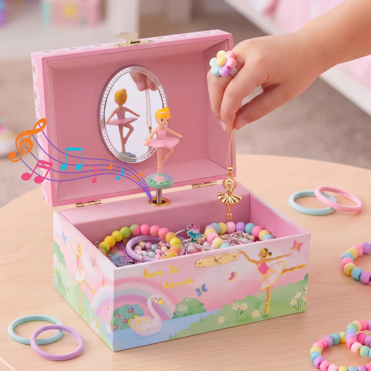 Jewelkeeper Musical Ballerina Jewelry Box for Girls | Twirling Ballerina & Soft Compartments (70-120 chars) - view 3