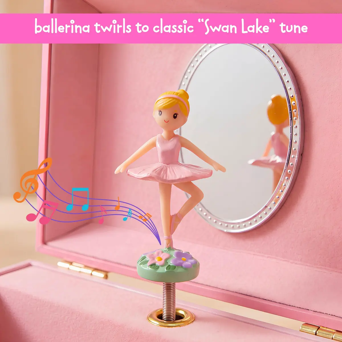 Jewelkeeper Musical Ballerina Jewelry Box for Girls | Twirling Ballerina & Soft Compartments (70-120 chars) - view 4