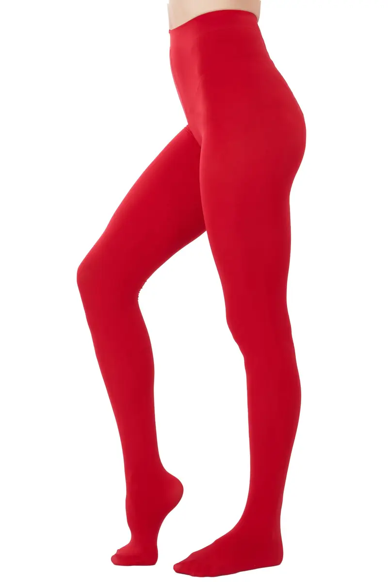 HeyUU Women's 80 Denier Semi Opaque Tights High Waist Soft Solid Color Pantyhose (1Pair-Red) | Warm, Comfortable & Stylish for Women - main product image
