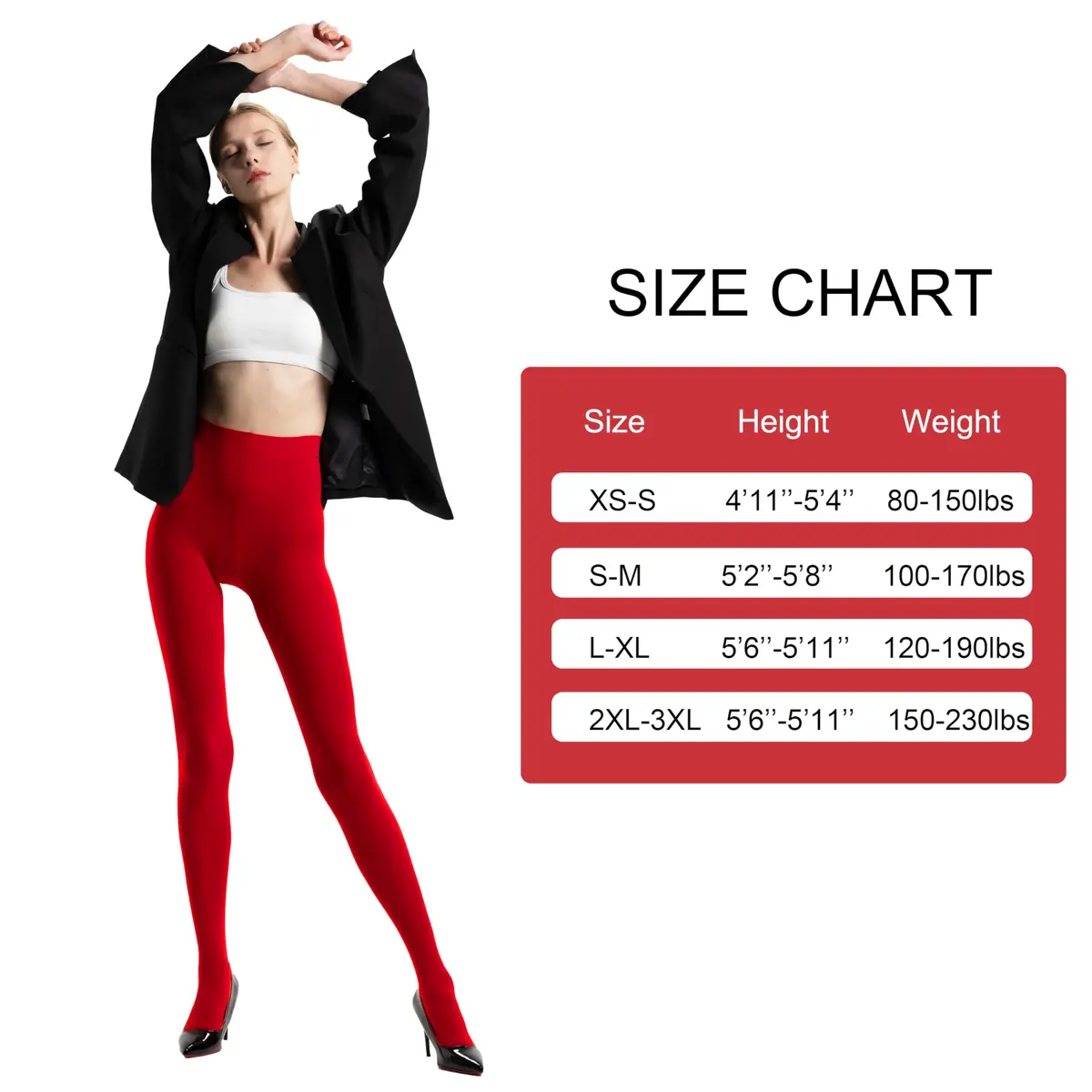 HeyUU Women's 80 Denier Semi Opaque Tights High Waist Soft Solid Color Pantyhose (1Pair-Red) | Warm, Comfortable & Stylish for Women - view 4
