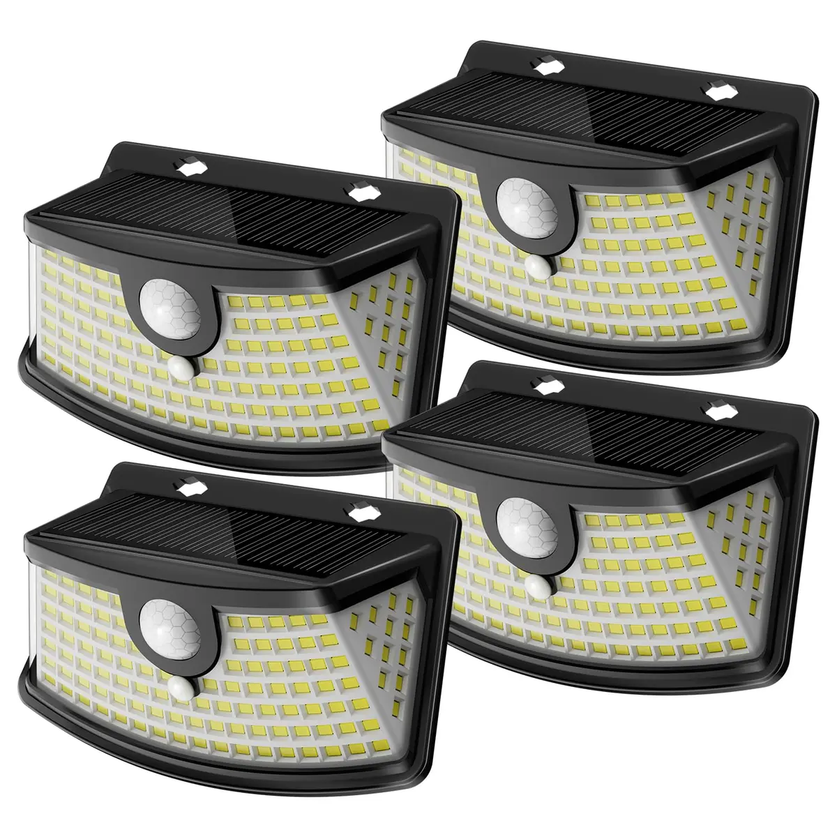 Aootek Solar Motion Sensor Lights Outdoor 120 LEDs | IP65 Waterproof, 4 Pack, Black - main product image