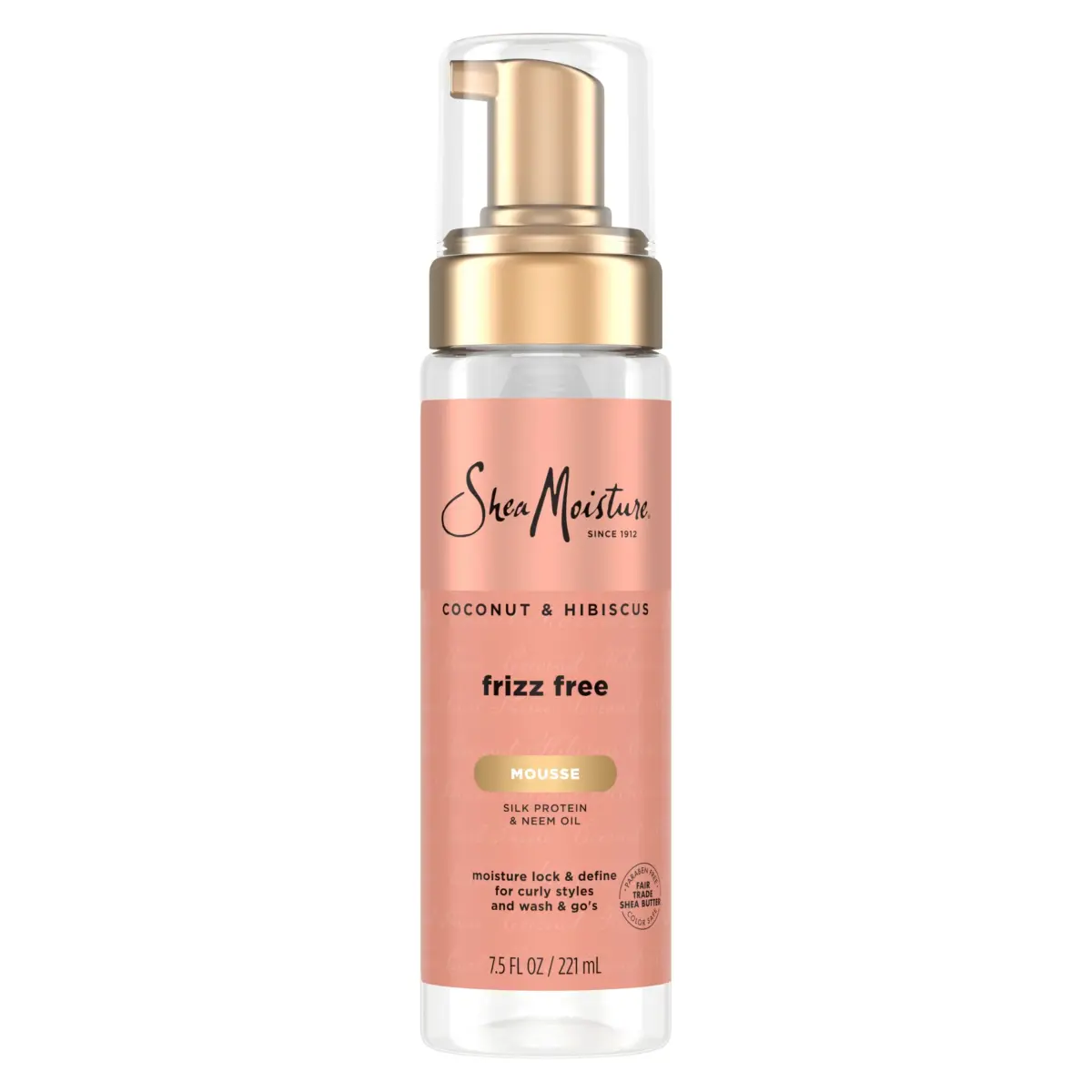 SheaMoisture Coconut & Hibiscus Curl Mousse 222ml (7.5 Fl Oz) | Frizz Control & Volume for Curly Hair - main product image