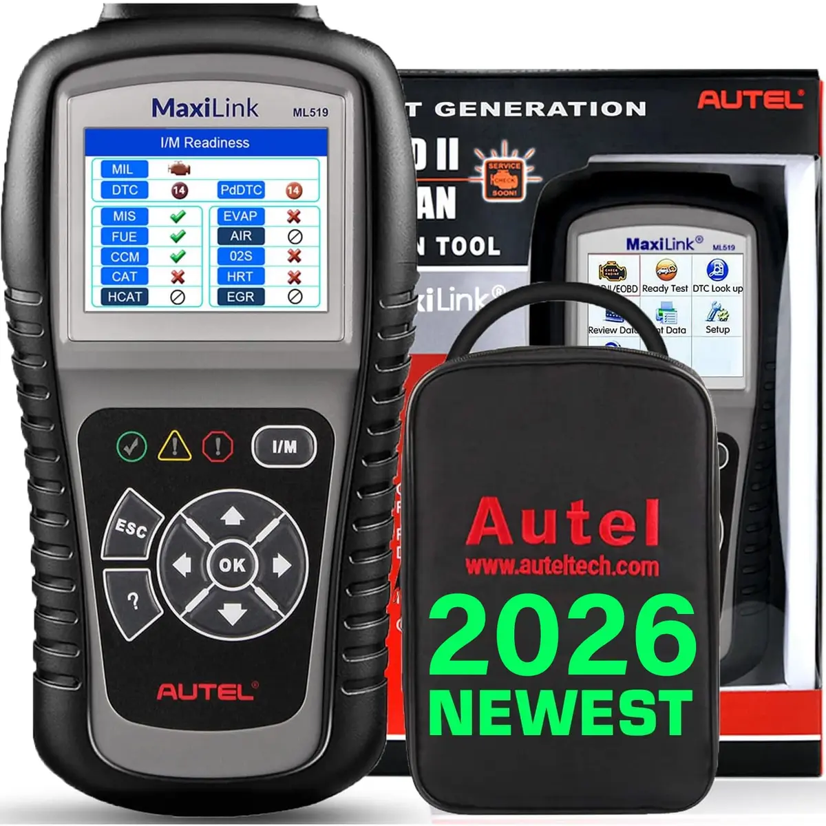 Autel MaxiLink ML519 Enhanced Universal OBD2 Scanner Car Diagnostic Tool | Full OBDII Functions with Live Data & Code Lookup - main product image