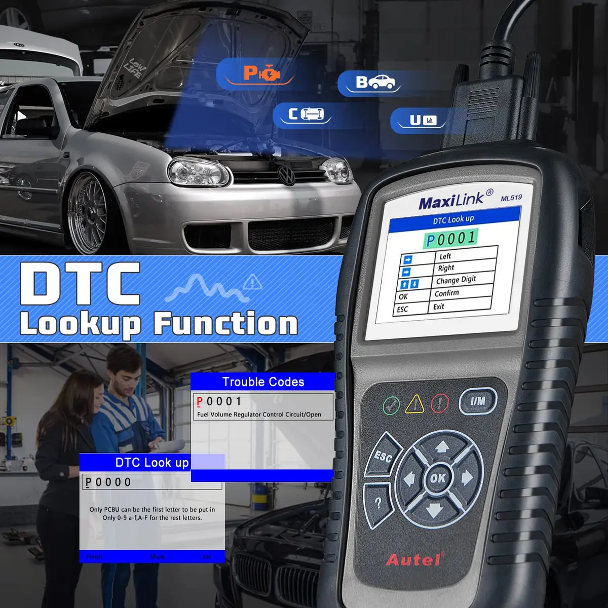 Autel MaxiLink ML519 Enhanced Universal OBD2 Scanner Car Diagnostic Tool | Full OBDII Functions with Live Data & Code Lookup - view 5