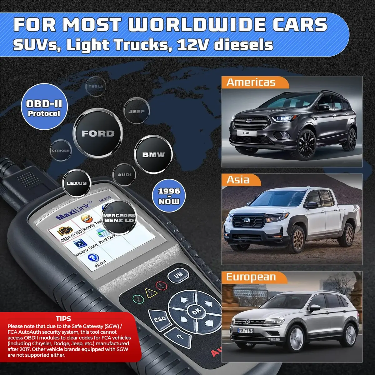 Autel MaxiLink ML519 Enhanced Universal OBD2 Scanner Car Diagnostic Tool | Full OBDII Functions with Live Data & Code Lookup - view 8