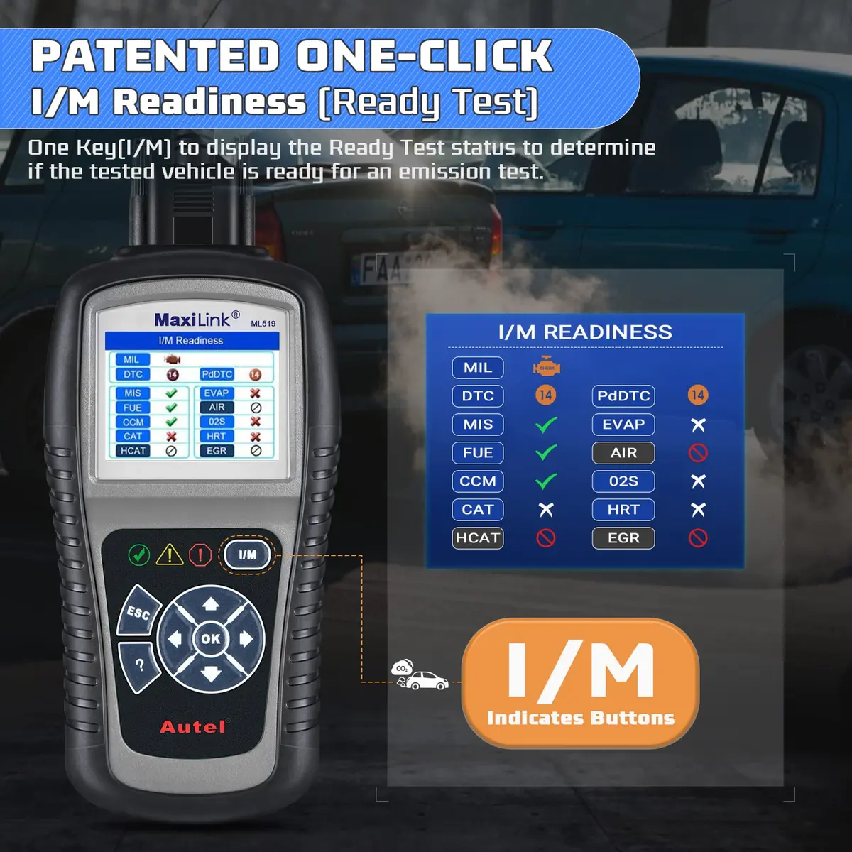 Autel MaxiLink ML519 Enhanced Universal OBD2 Scanner Car Diagnostic Tool | Full OBDII Functions with Live Data & Code Lookup - view 3