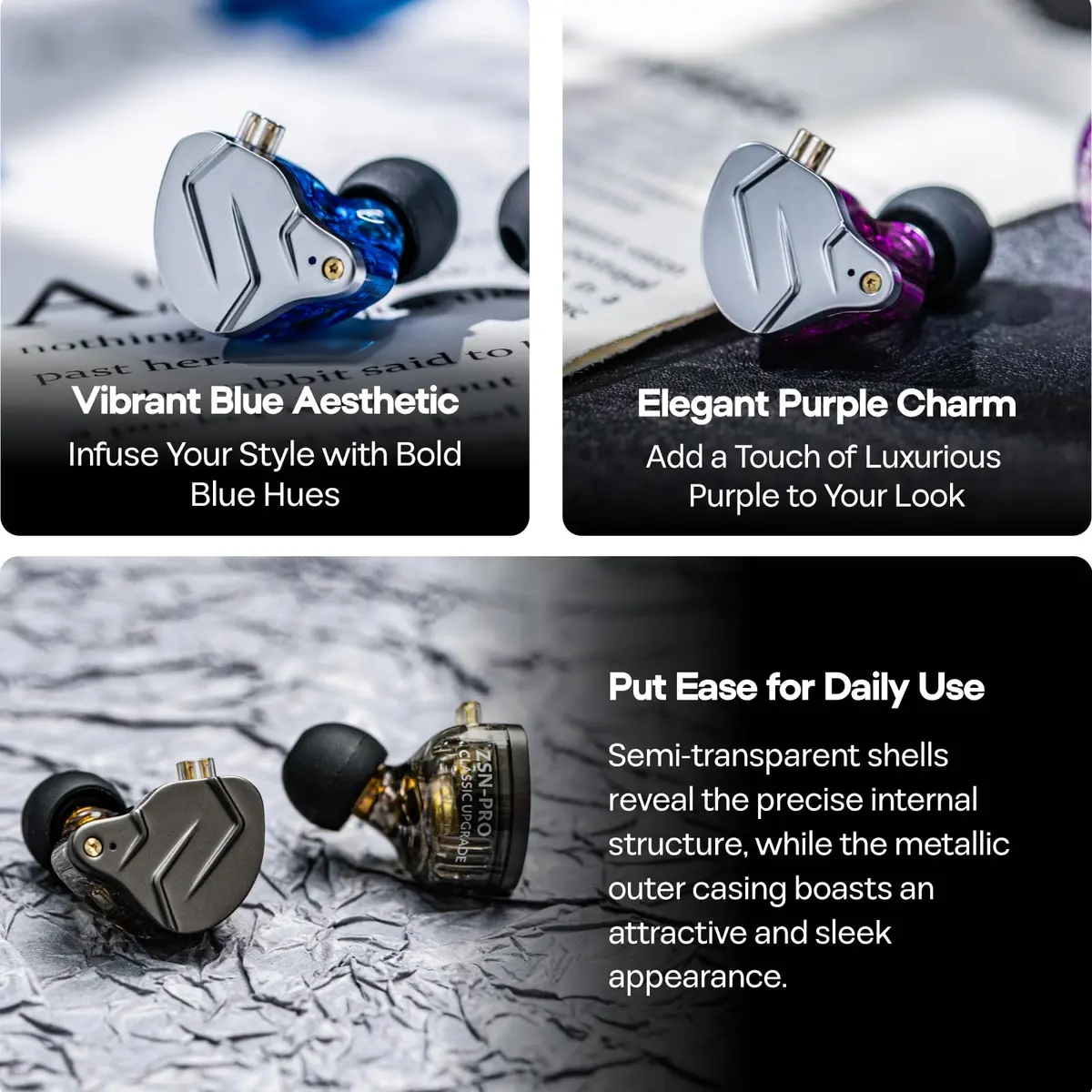 Linsoul KZ ZSN Pro Dual Driver In-Ear Monitor 1BA+1DD | Hybrid Metal HiFi Earphones with Detachable Cable - view 7