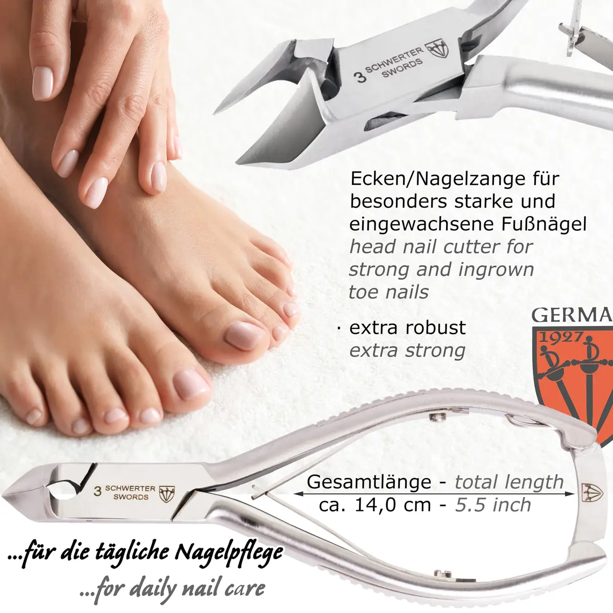 3 Swords Germany Professional Toe Nail Nipper Set with Case - Stainless Steel INOX, 4-Piece Manicure/Pedicure Kit | German Engineering - view 2